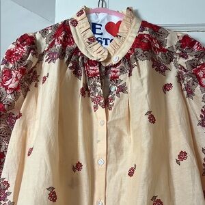 Alix Of Bohemia Floral Cream and Red Blouse